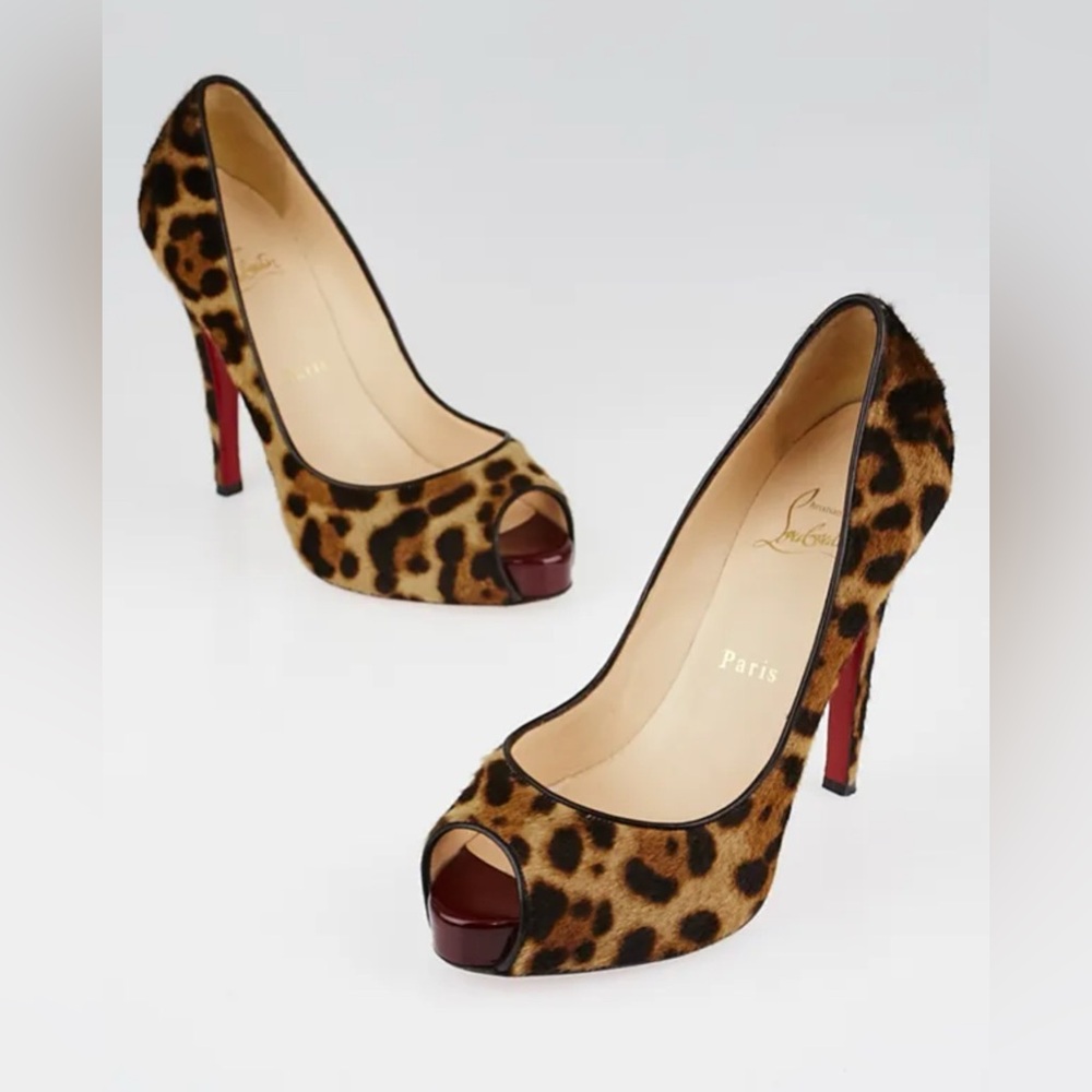 Christian Louboutin Animal Print Peep Toe Heels